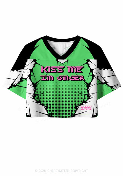 Custom Kiss Me Im Ginger St Patricks Y2K Crop Sport Jersey Shirts Cherrykitten