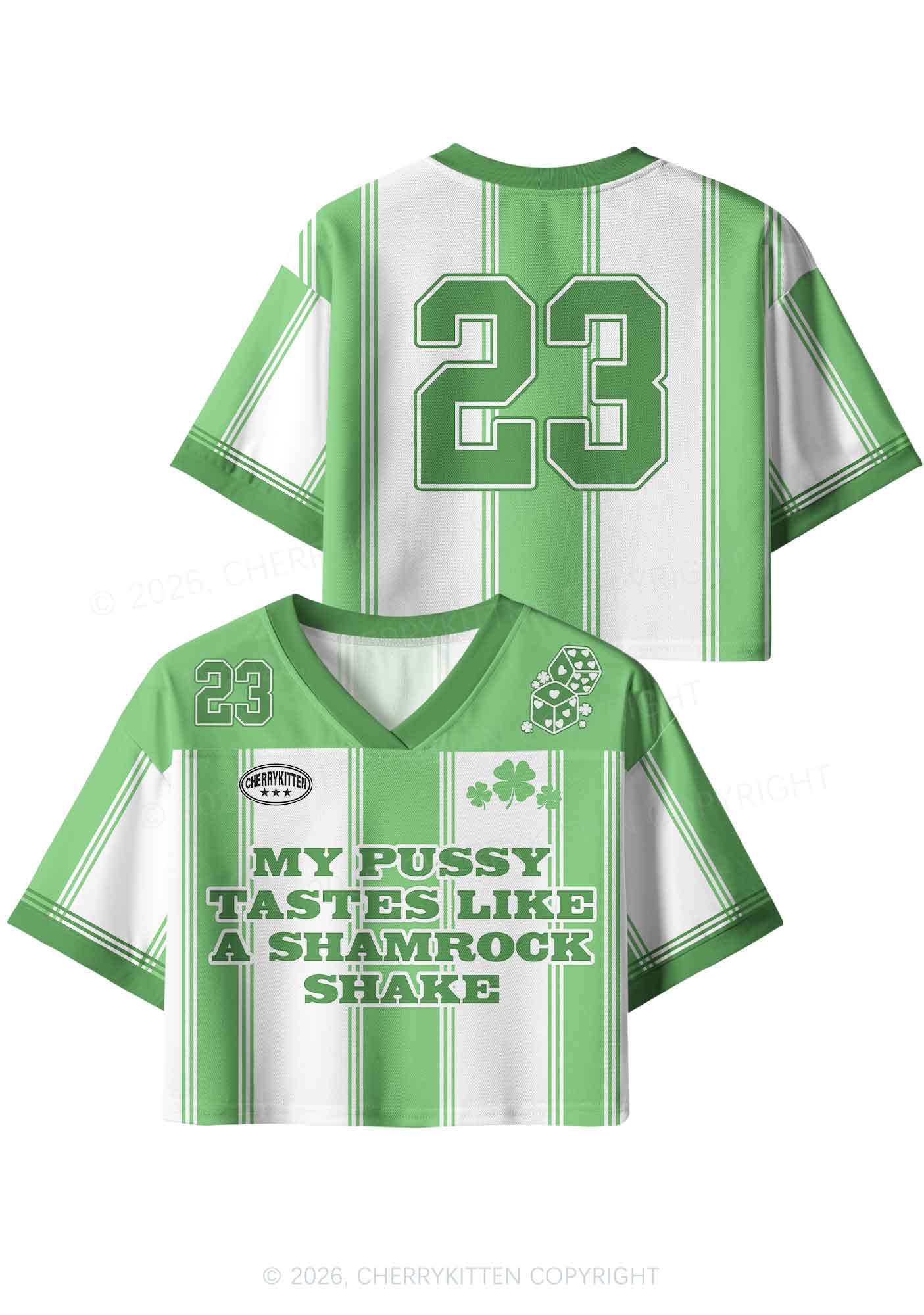 Custom My Puxxy Tastes Like Shamrock St Patricks Y2K Crop Sport Jersey Shirts Cherrykitten