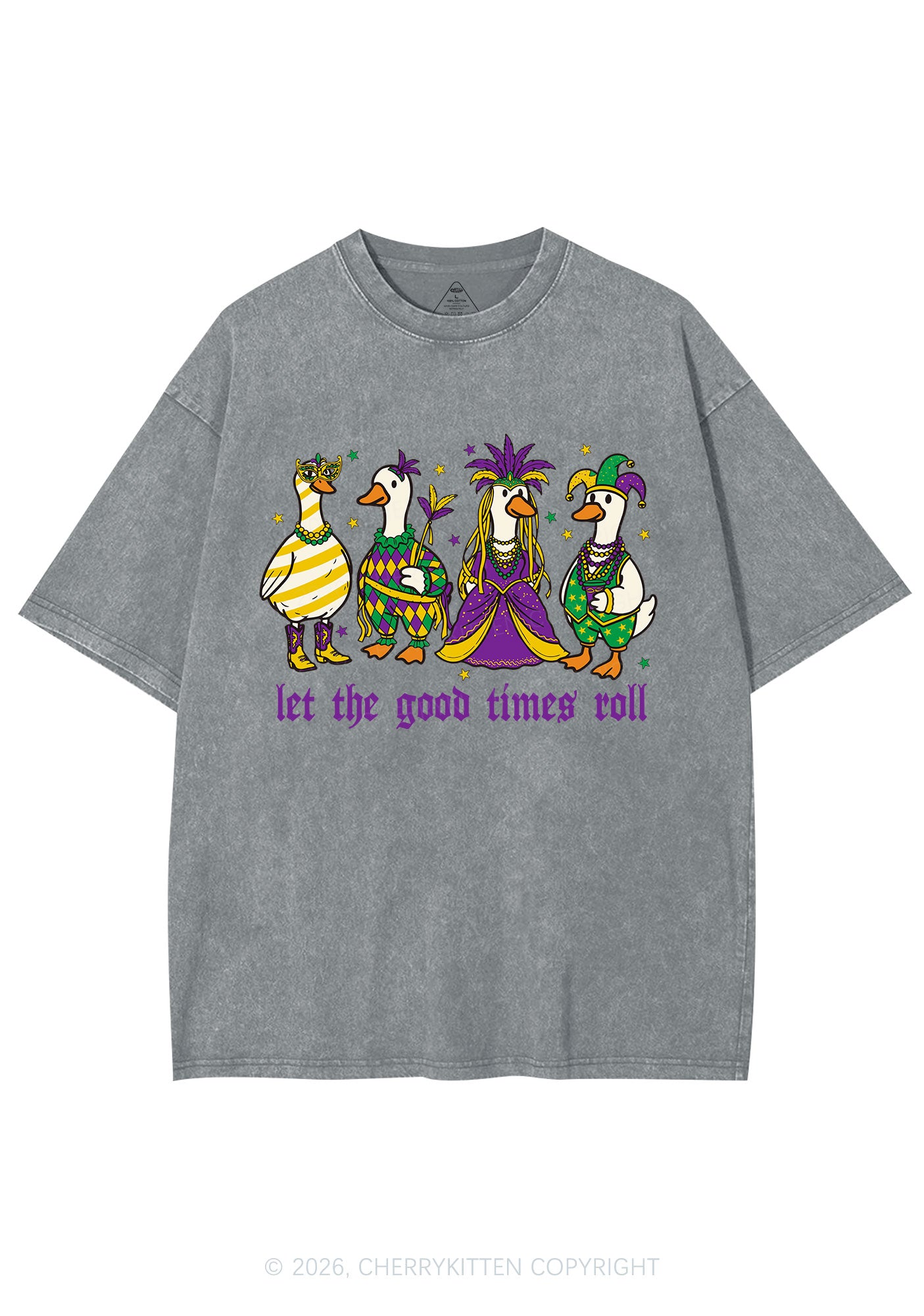 Let The Good Times Roll Y2K Shirts Washed Tee Cherrykitten