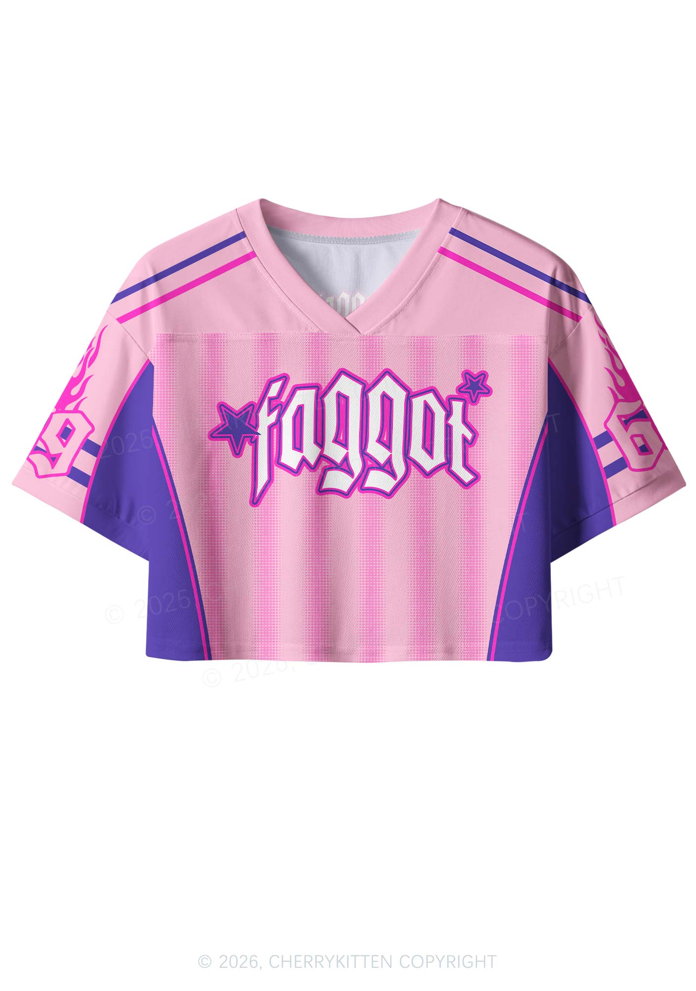 Faggot Purple Star Pride Y2K Crop Sport Jersey Shirts Cherrykitten