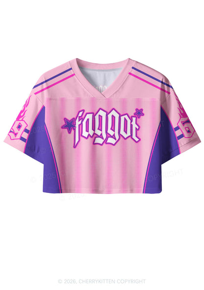 Faggot Purple Star Pride Y2K Crop Sport Jersey Shirts Cherrykitten