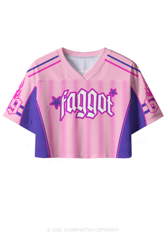 Faggot Purple Star Pride Y2K Crop Sport Jersey Shirts Cherrykitten