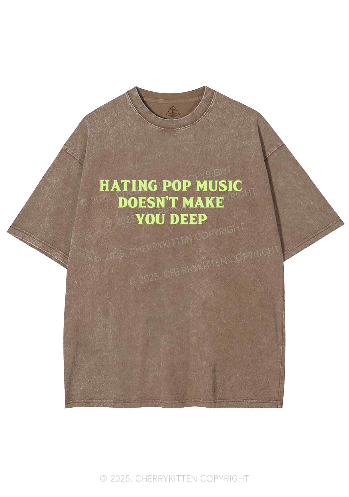 Hating Pop Music Y2K Shirts Washed Tee Cherrykitten