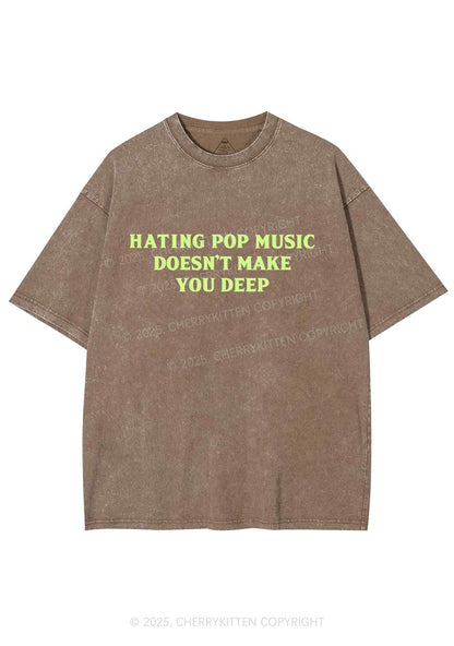 Hating Pop Music Y2K Shirts Washed Tee Cherrykitten