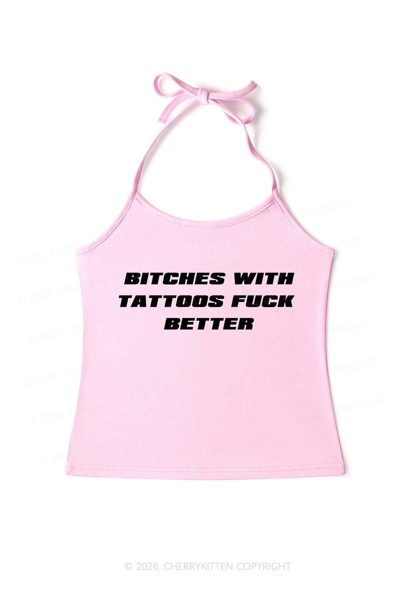 Bxxches With Tattoos Fxxk Better Y2K Halter Neck Cami Cherrykitten