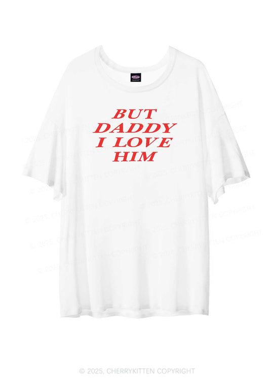 But Daddy I Love Him Pride Y2K Sheer Boyfriend Tee Cherrykitten