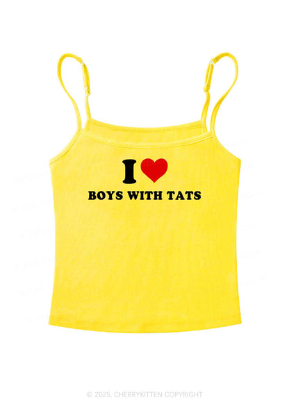 I Love Boys With Tats  Y2K Spaghetti Strap Cami Cherrykitten
