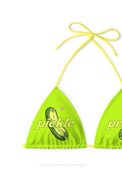 Green Pickle Princess Y2K Print Bikini Set Cherrykitten
