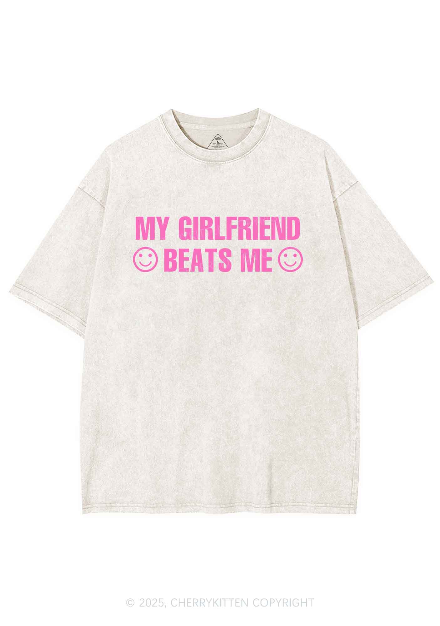 My Girlfriend Beats Me Y2K Shirts Washed Tee Cherrykitten