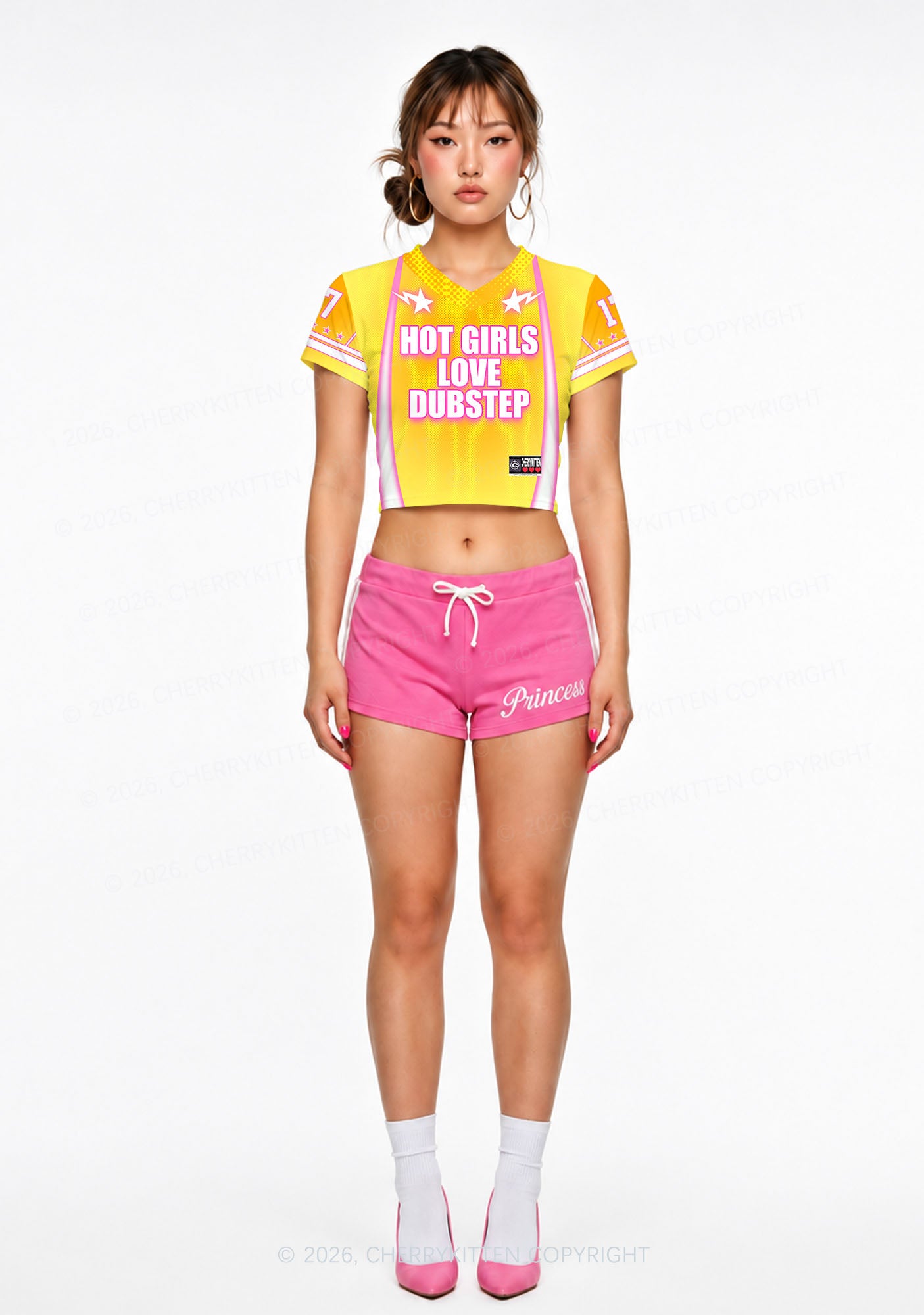 Hot Girls Love Dubstep Y2K Crop Football Jersey Shirts Cherrykitten