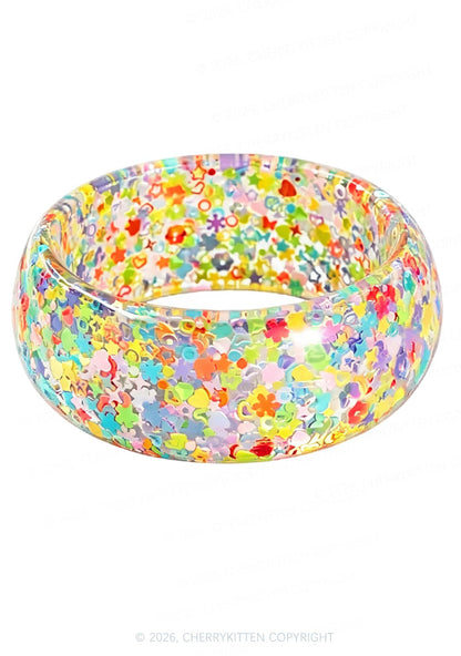 Glitter Sequins Jelly Color Y2K Cuff Bangle Cherrykitten