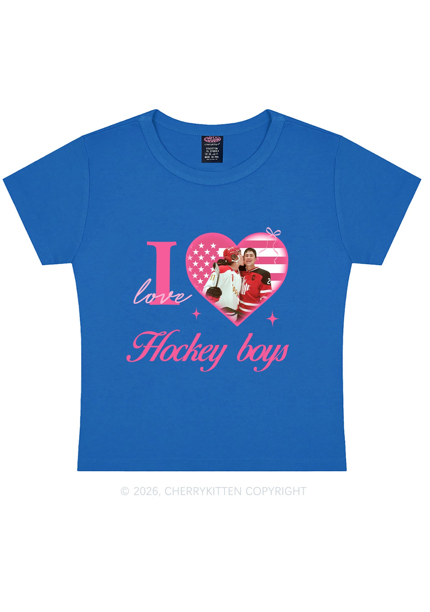 I Love US Hockey Boys HR Y2K Baby Tee Cherrykitten