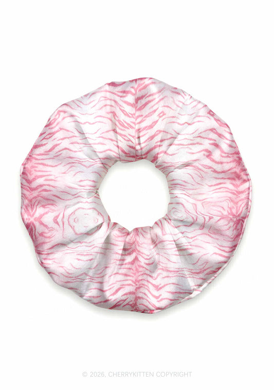 Pink Tiger Stripe Y2K Hair Scrunchie Cherrykitten