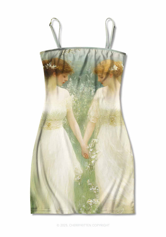 Lesbian Fairy Pride Y2K Print Slip Dress Cherrykitten
