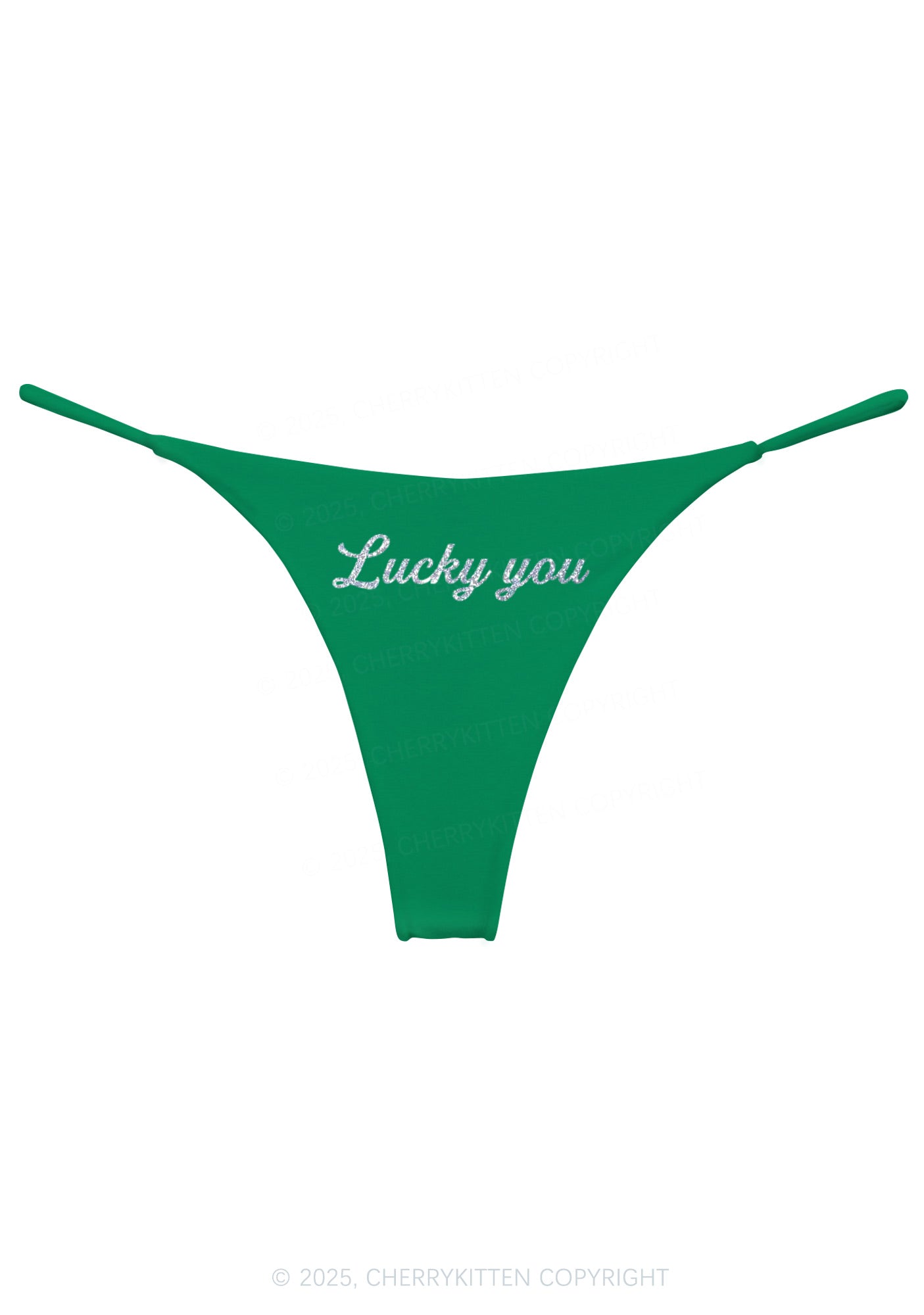 Glitter Lucky You St Patricks Y2K Bikini String Thong Cherrykitten
