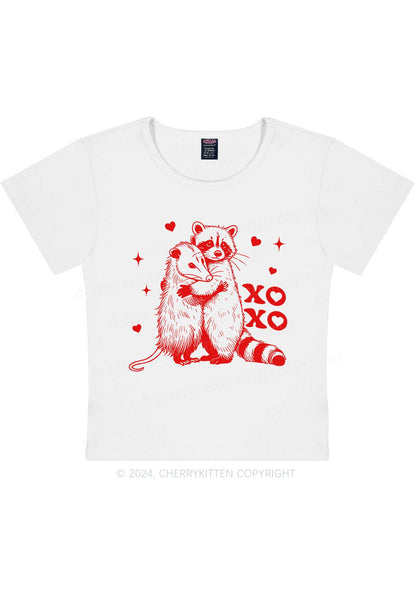 Raccoon XOXO Y2K Valentine's Day Baby Tee Cherrykitten