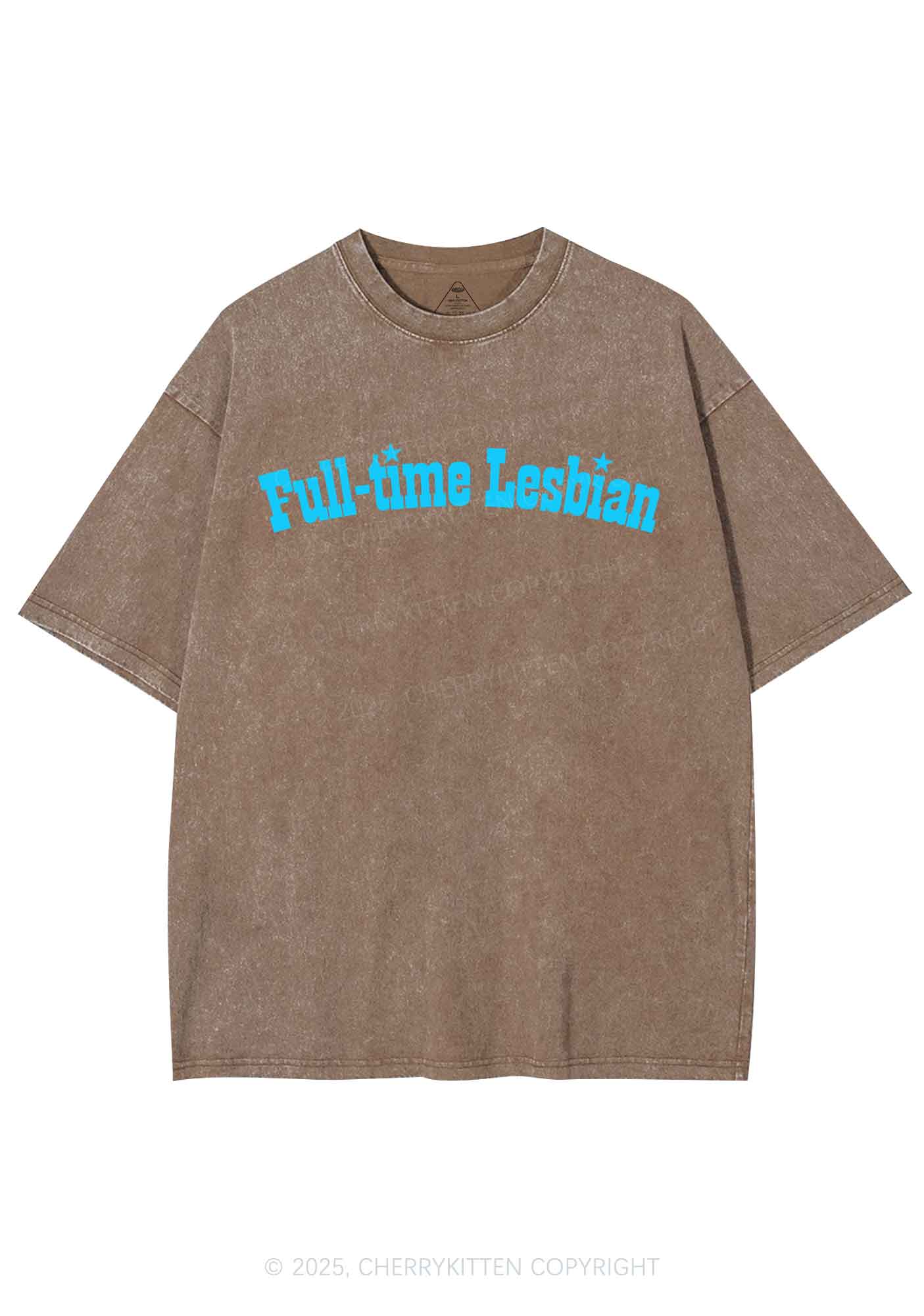 Full Time Lesbian Pride Y2K Shirts Washed Tee Cherrykitten