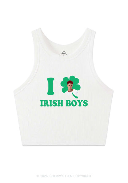Custom I Love Shamrock Irish Boys St Patricks Y2K Crop Tank Top Cherrykitten