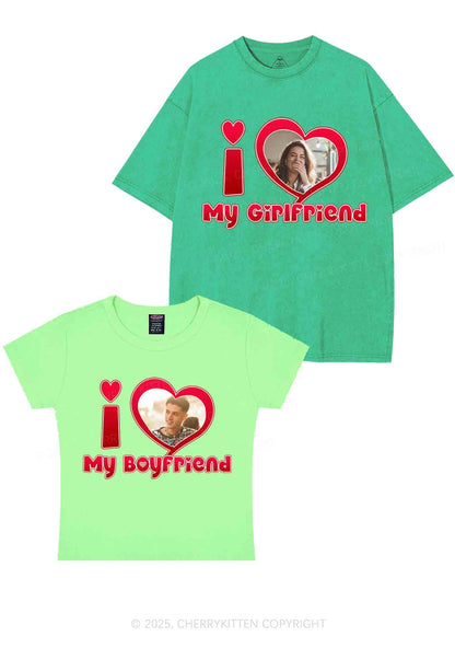 Custom BF GF Red Heart Y2K Valentine's Day Couple Shirt Cherrykitten