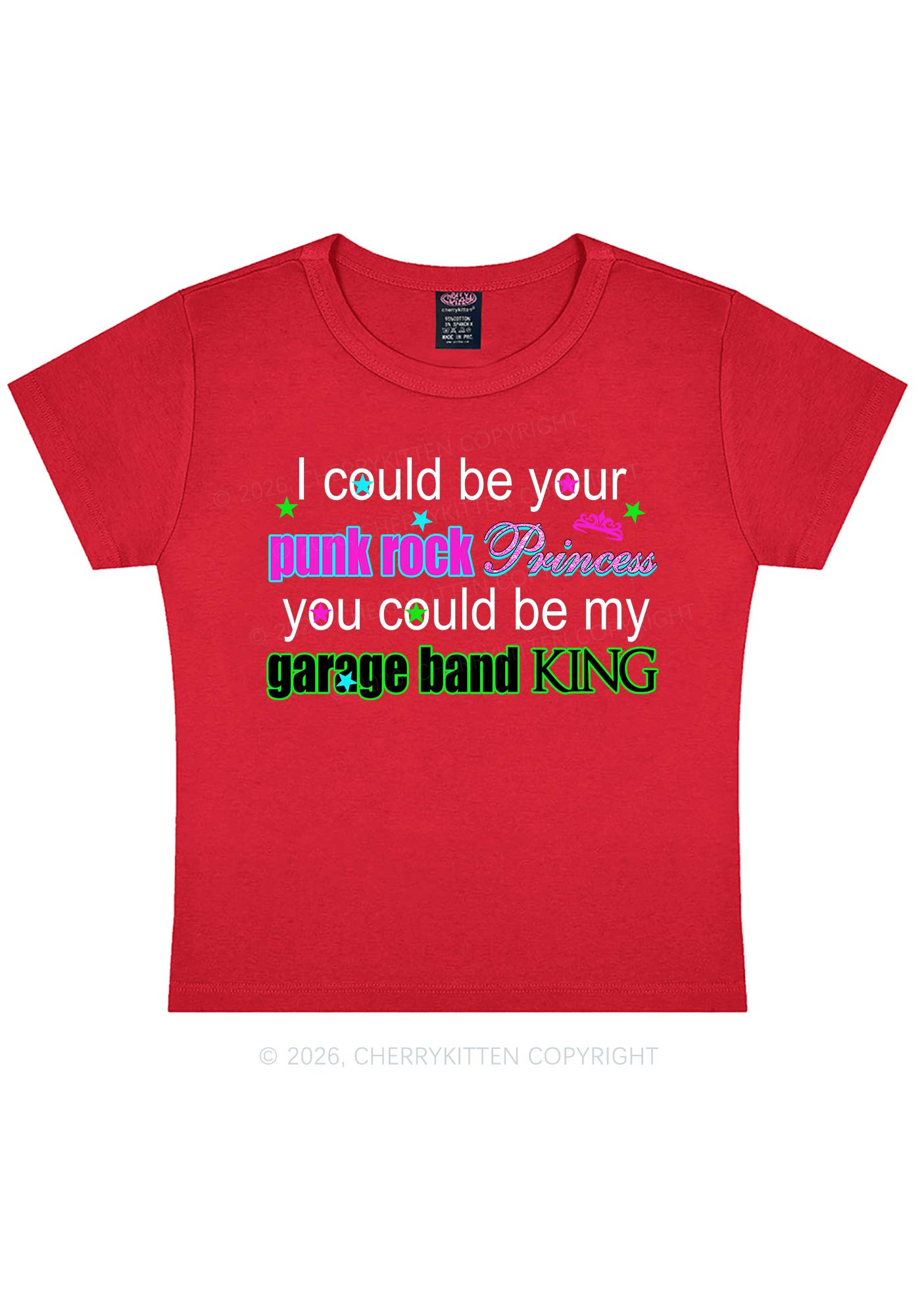 Punk Rock Princess Y2K Baby Tee Cherrykitten