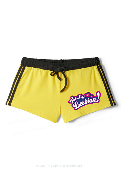 Totally Lesbian Pride Y2K Drawstring Mini Shorts Cherrykitten