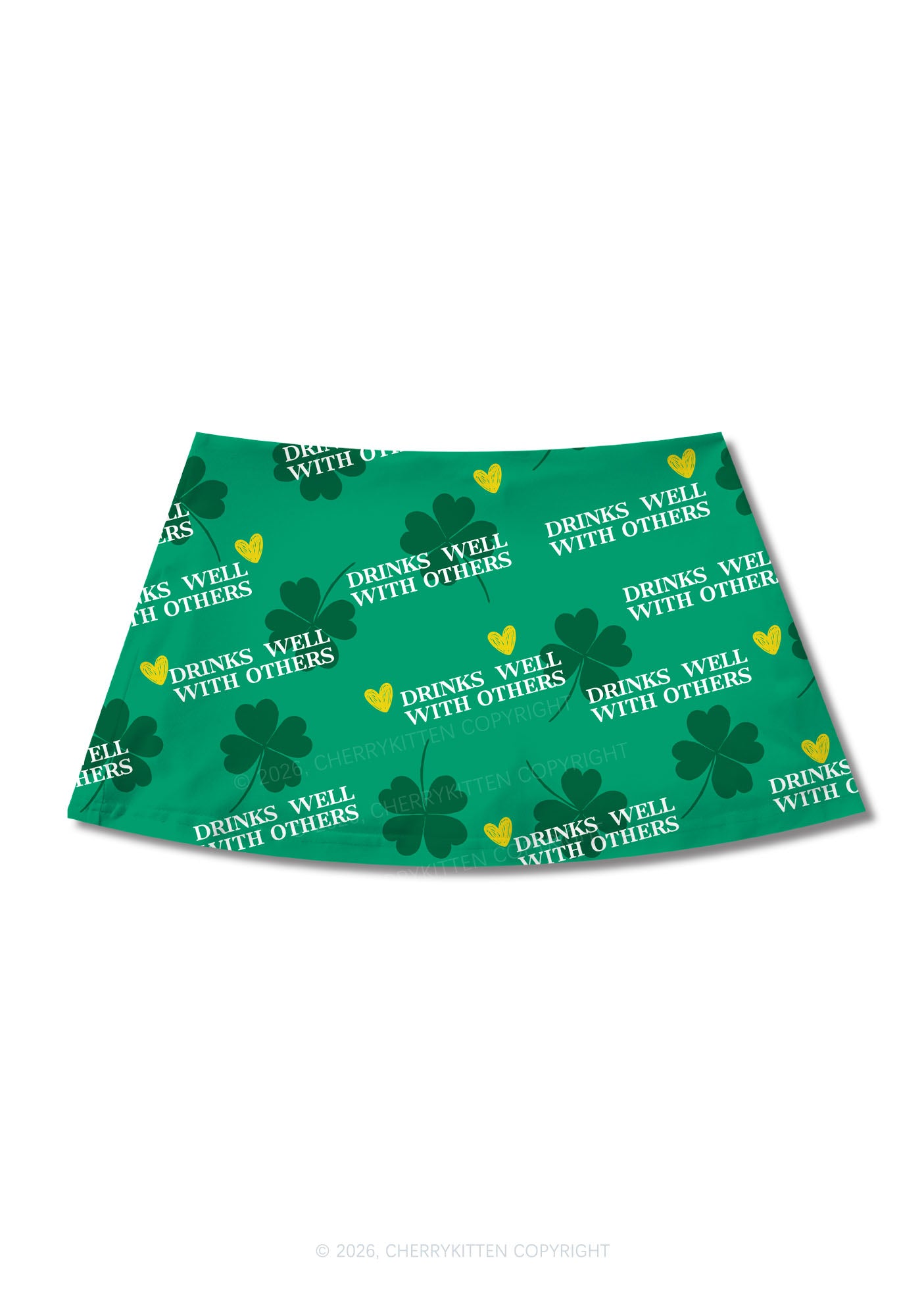 Drinks Well With Others St Patricks Y2K Print Mini Skirt Cherrykitten