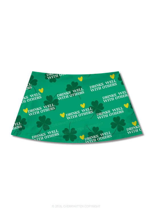 Drinks Well With Others St Patricks Y2K Print Mini Skirt Cherrykitten