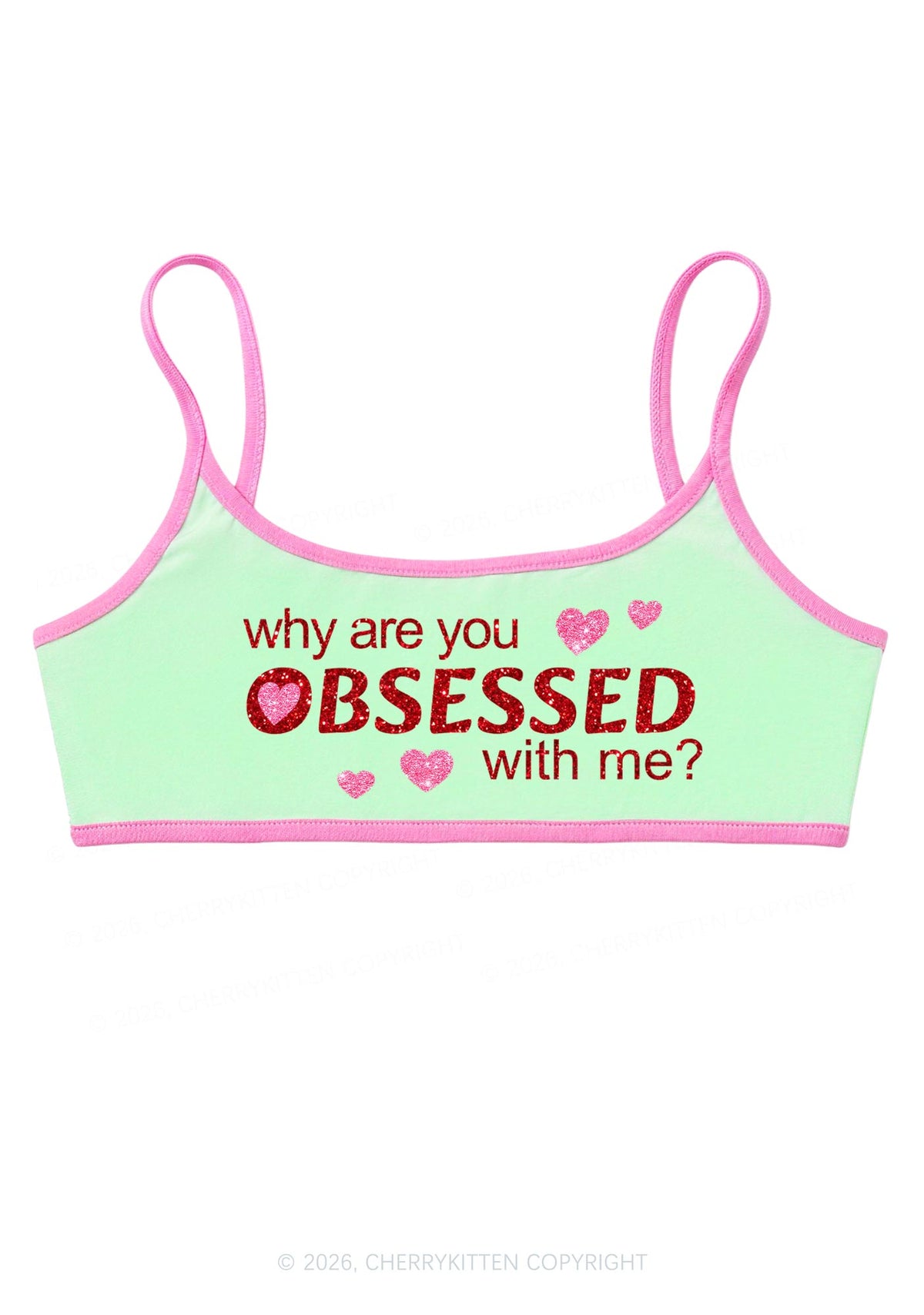 Glitter Obsessed With Me Y2K Super Crop Cami Cherrykitten