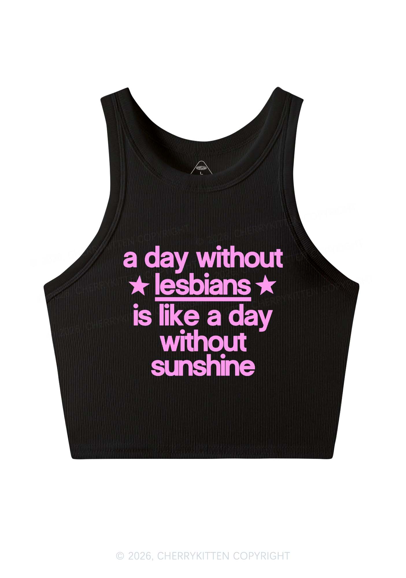 Lesbians Is Like Sunshine Pride Y2K Crop Tank Top Cherrykitten