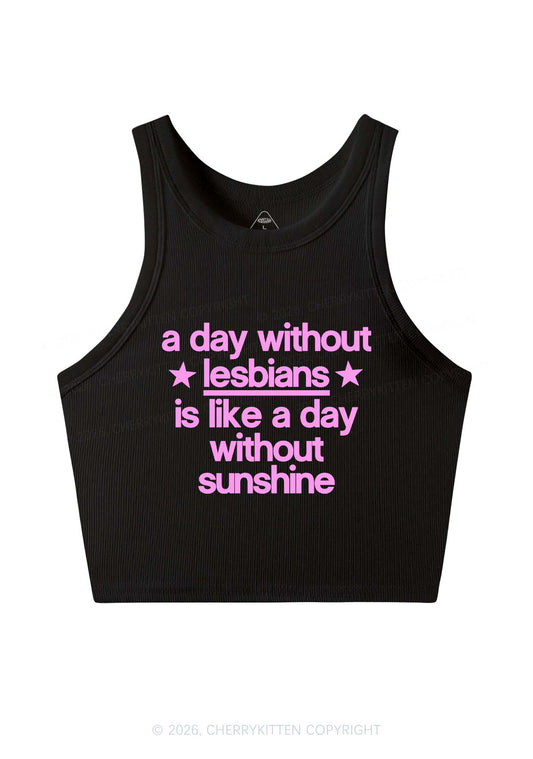 Lesbians Is Like Sunshine Pride Y2K Crop Tank Top Cherrykitten