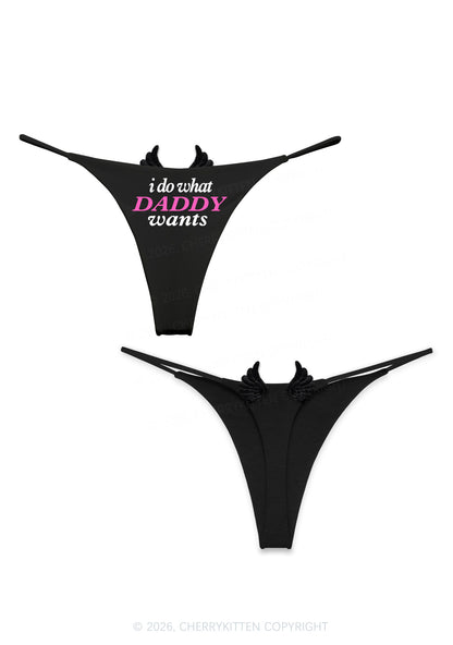 Do What Daddy Wants Y2K Goth Angel Wings Bikini String Thong Cherrykitten