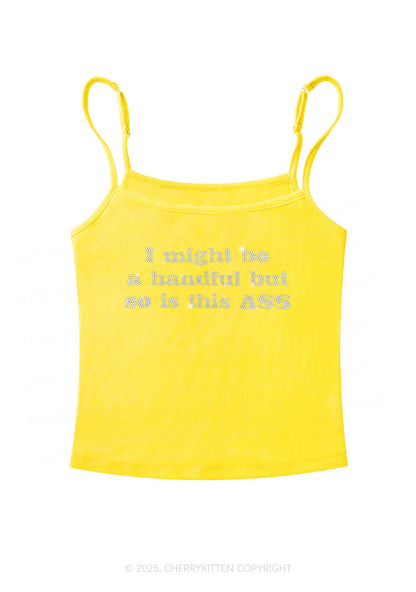 Rhinestone I Might Be Handful Y2K Spaghetti Strap Cami Cherrykitten