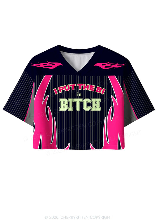 I Put The Bi In Bxxch Pride Y2K Crop Sport Jersey Shirts Cherrykitten