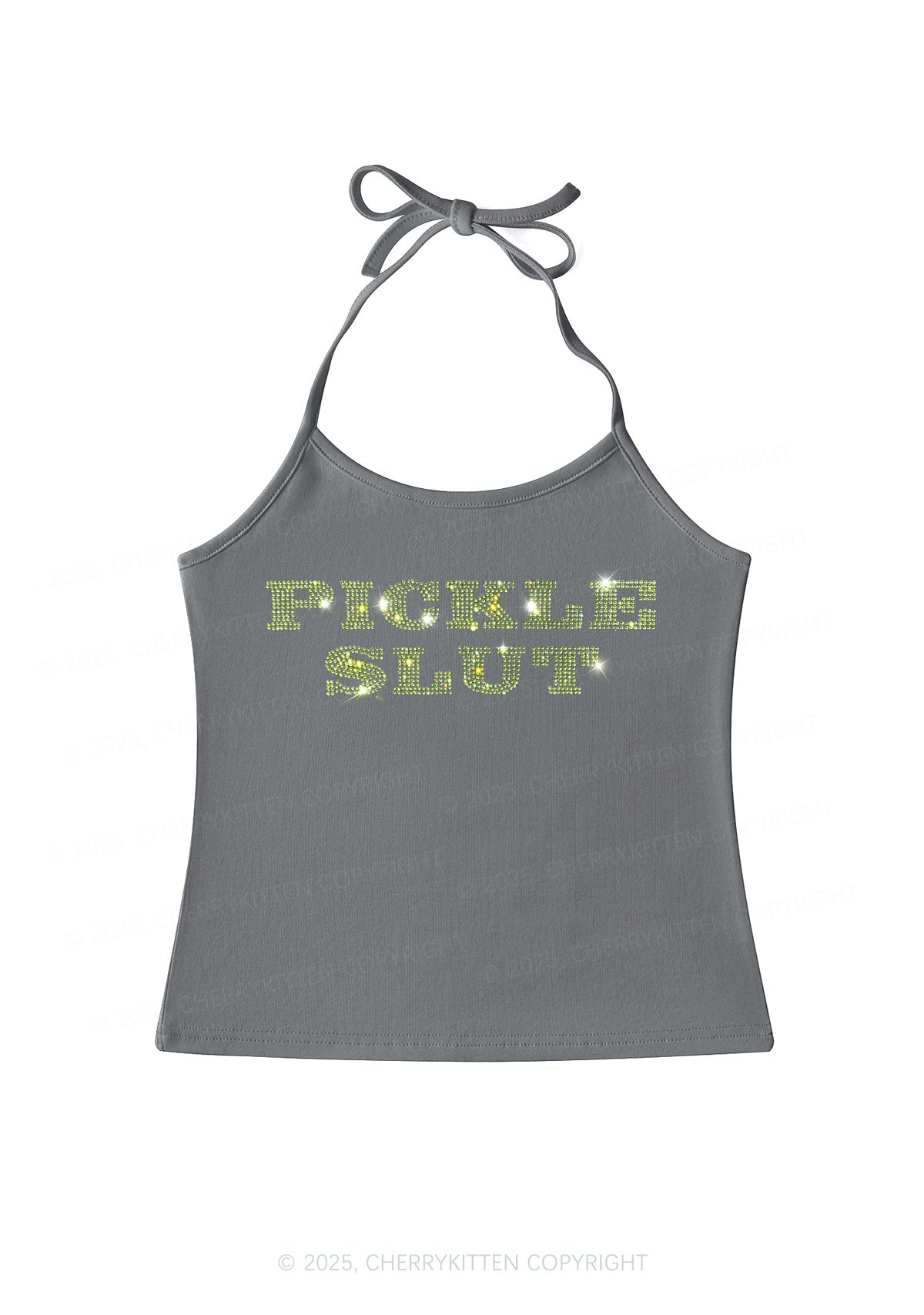 Rhinestone Pickle Slxt Y2K Halter Neck Cami Cherrykitten