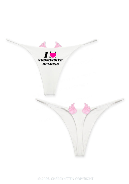 Halloween I Love S Demons Y2K Goth Angel Wings Bikini String Thong Cherrykitten