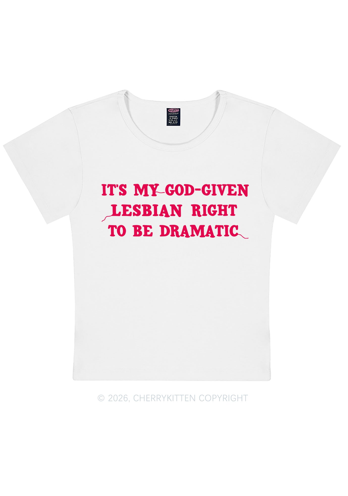 God Given Lesbian Right Pride Y2K Baby Tee Cherrykitten