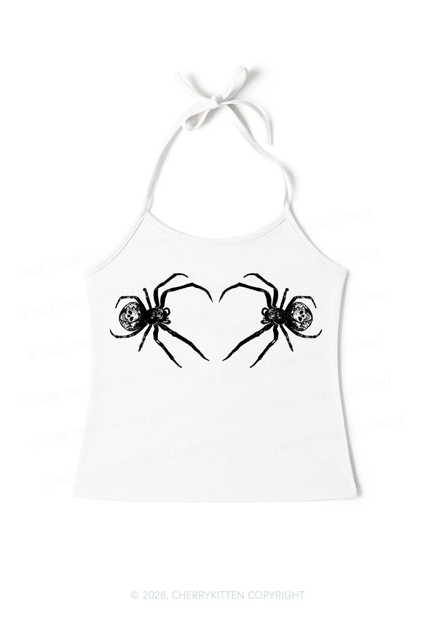 Skull Spider Y2K Halter Neck Cami Cherrykitten