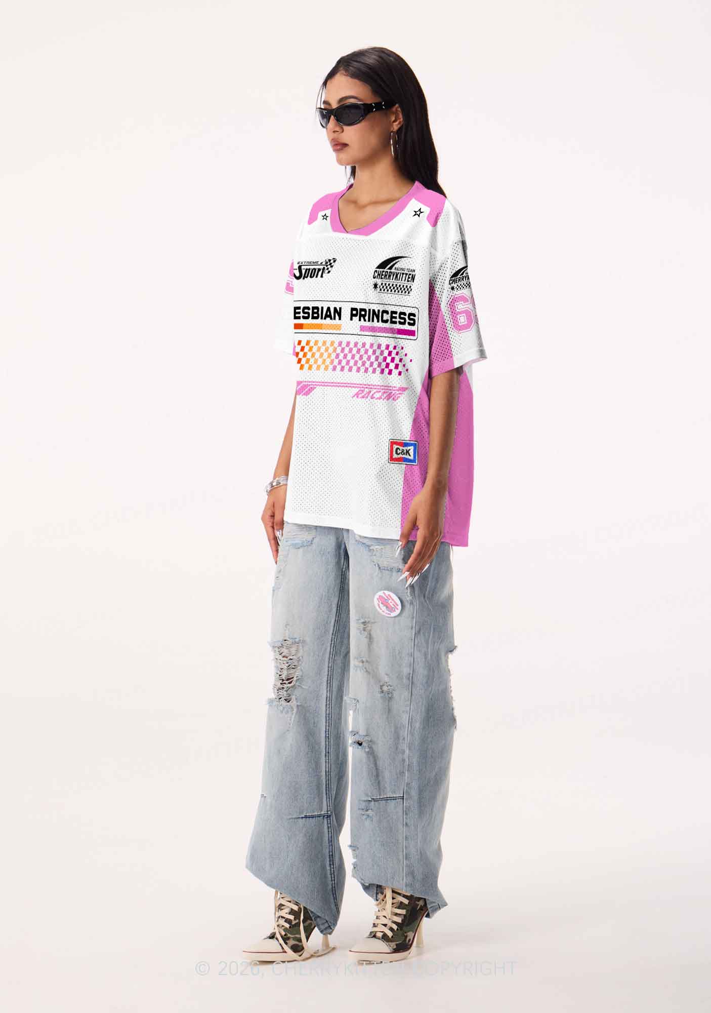 White Lesbian Princess Pride Y2K Sport Jersey Shirts Cherrykitten