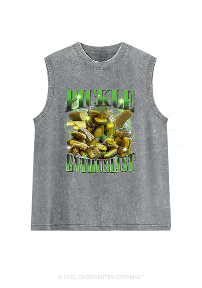 Pickle Enthusiast Y2K Washed Muscle Tank Cherrykitten