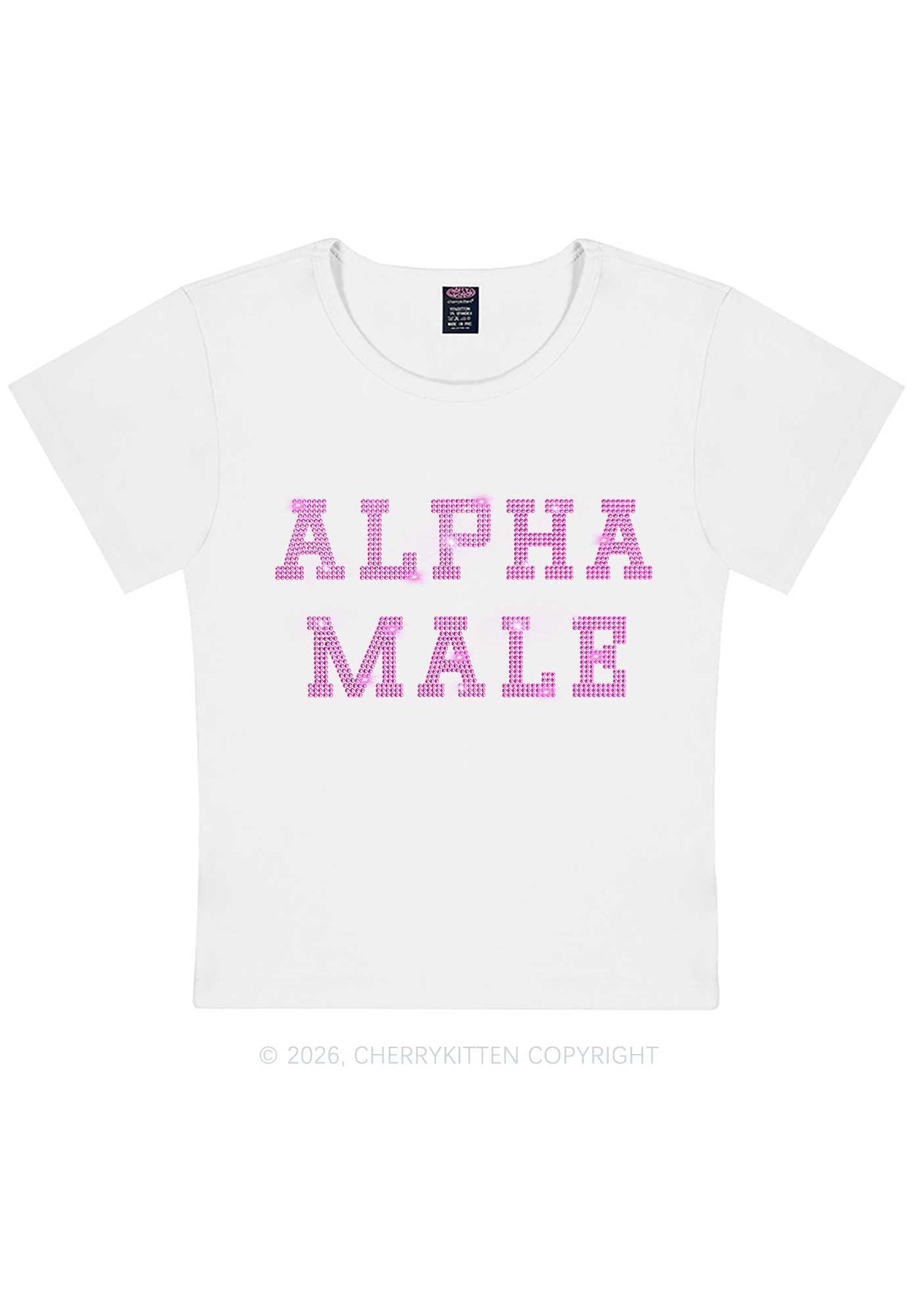 Rhinestone Pink Alpha Male Y2K Baby Tee Cherrykitten