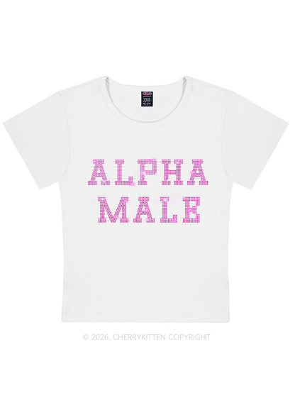 Rhinestone Pink Alpha Male Y2K Baby Tee Cherrykitten