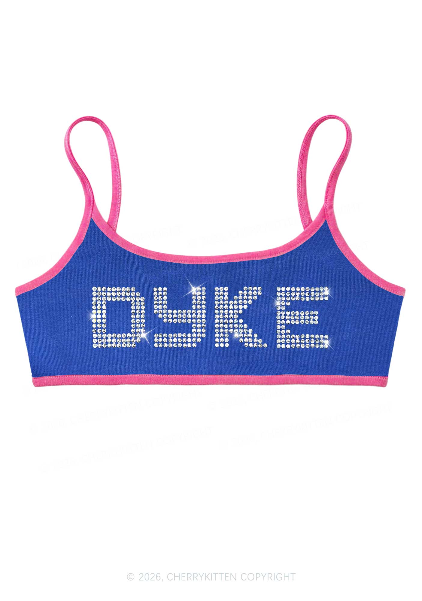 Rhinestone Dyke Pride Y2K Super Crop Cami Cherrykitten