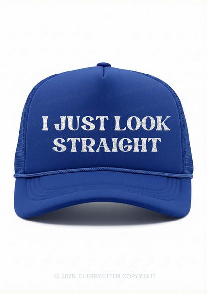 Glitter I Just Look Straight Pride Y2K Trucker Hat Cherrykitten