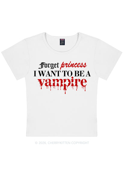 Halloween Want To Be Vampire Y2K Baby Tee Cherrykitten