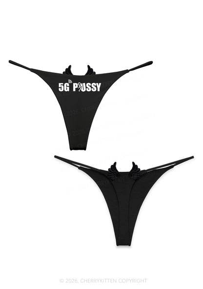 Puxxy Y2K Goth Angel Wings Bikini String Thong Cherrykitten