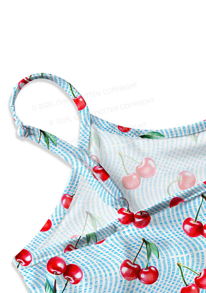 Blue Cherry Y2K Print Cami Crop Top Cherrykitten