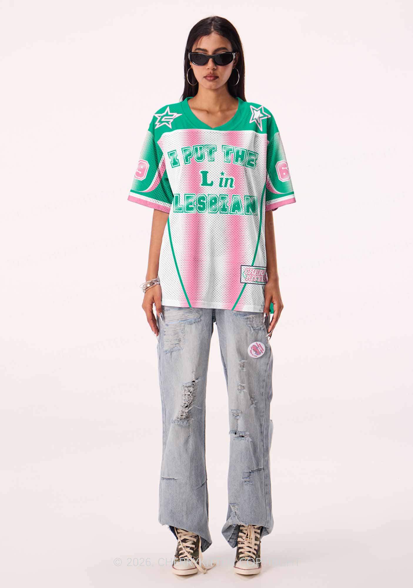 Put L In Lesbian Pride Y2K Sport Jersey Shirts Cherrykitten