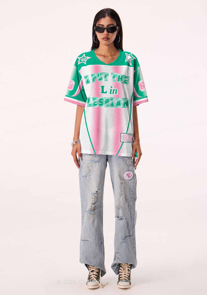 Put L In Lesbian Pride Y2K Sport Jersey Shirts Cherrykitten