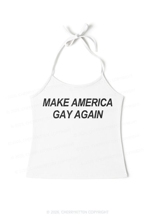 Make America Gay Again Pride Y2K Halter Neck Cami Cherrykitten