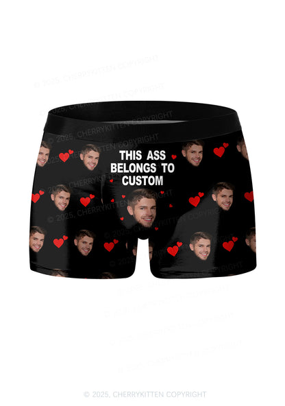 Custom This Axx Belongs Valentine's Day Y2K Print Couples Boxer Briefs Set Cherrykitten